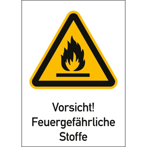 Kombischild Vorsicht! Feuergefährliche Stoffe (ISO 7010)