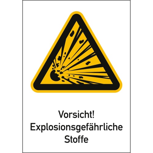 Kombischild Vorsicht! Explosionsgefährliche Stoffe (ISO 7010)