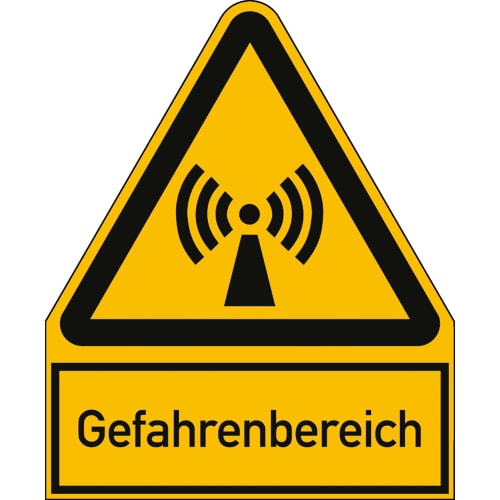 Warnschild Gefahrenbereich mit Symbol und Text (ISO 7010)