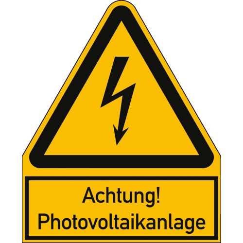 Kombischild Achtung! Photovoltaikanlage (ISO 7010)