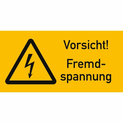 Kombischild Vorsicht! Fremdspannung (ISO 7010)
