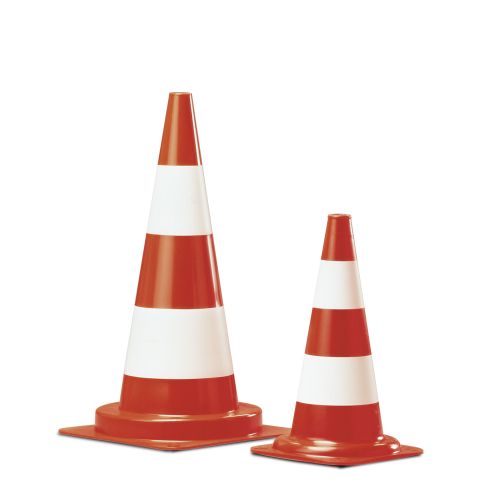 Leitkegel VINYLO MAX | 35/50/75 cm | grellrot/weiß | Vinyl | für Betrieb