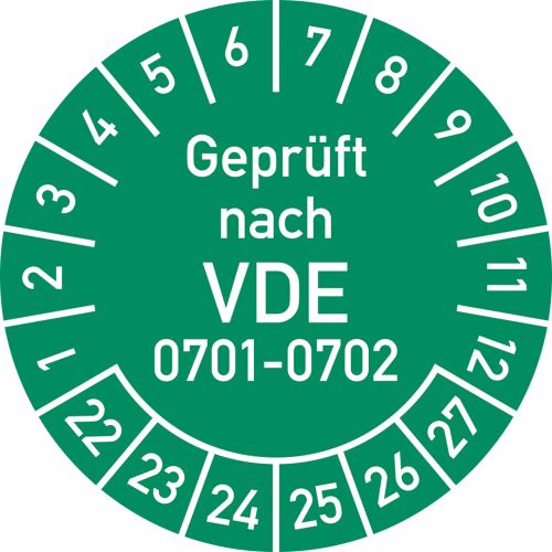 KSIGN Mehrjahresprüfplakette Geprüft nach VDE 0701/0702 30 mm Dokumentenfolie Bogen kaufen