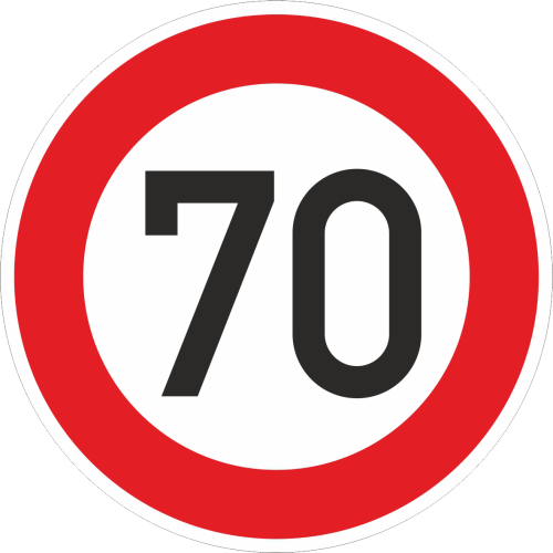 Zulässige Höchstgeschwindigkeit 70 km/h - Verkehrsschild Nr. 274-70