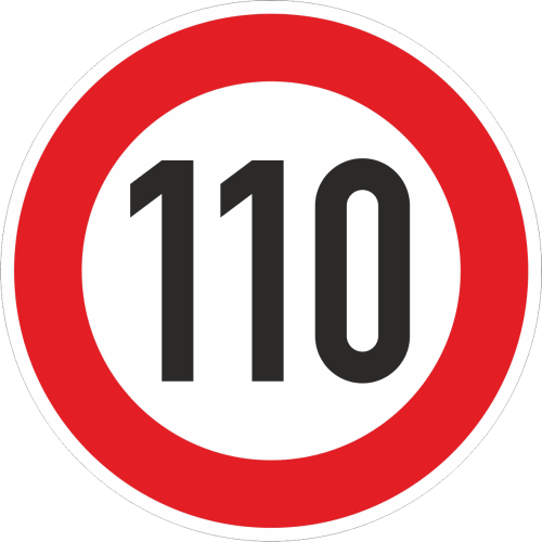 Zulässige Höchstgeschwindigkeit 110 km/h - Verkehrsschild Nr. 274-110
