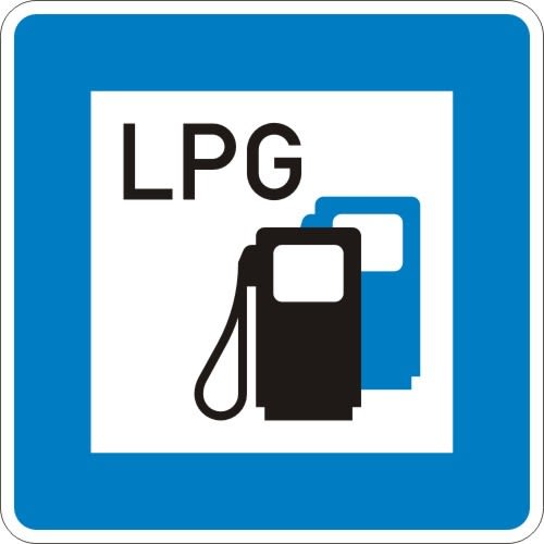 Tankstelle mit Autogas - Verkehrsschild VZ 365-53