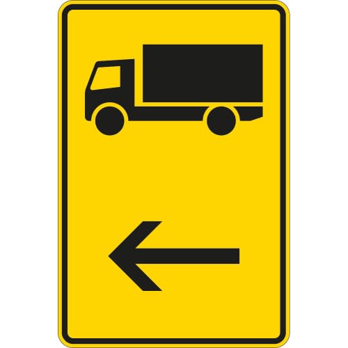 Wegweiser für KFZ mit einer zulässigen Gesamtmasse über 3,5 t, hier links - Verkehrsschild VZ 422-10