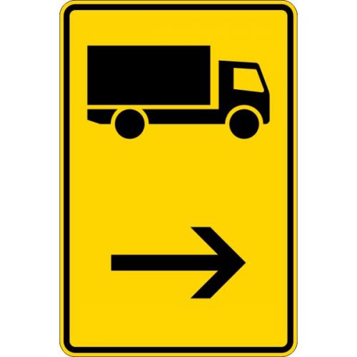 Wegweiser für KFZ mit einer zulässigen Gesamtmasse über 3,5 t, hier rechts - Verkehrsschild VZ 422-20
