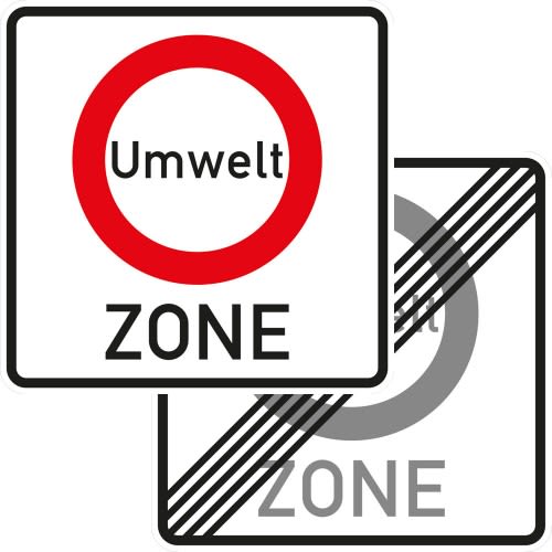 Verkehrsverbotszone zur Verminderung schädlicher Luftverunreinigung in einer Zone (Umweltzone), doppelseitig - Verkehrsschild VZ 270.1-40