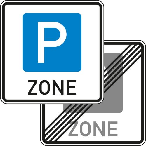 Beginn einer Parkraumbewirtschaftungszone, doppelseitig (Rückseite VZ 314.2) - Verkehrsschild VZ 314.1-40