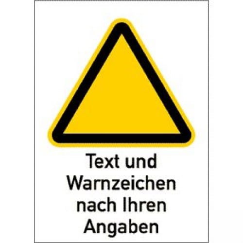 Warnzeichen mit Text und Standardsymbol nach Ihren Angaben - Kombischild