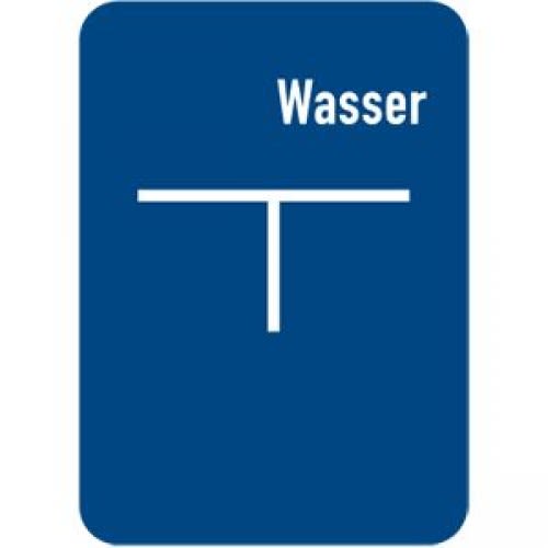 Hydrantenschild Wasser nach DIN 4067, zur Selbstbeschriftung mit Folienbuchstaben