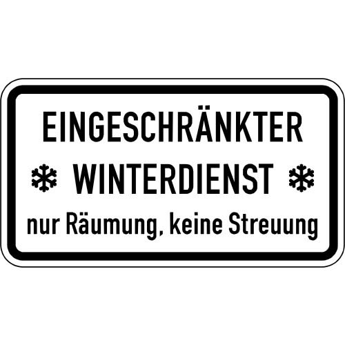 Eingeschränkter Winterdienst - nur Räumung, keine Streuung - Verkehrsschild VZ 2003