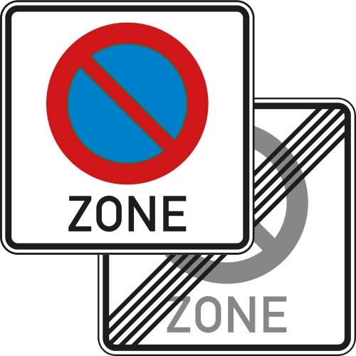 Eingeschränktes Haltverbot für eine Zone, doppelseitig (Rückseite VZ 290.2) - Verkehrsschild VZ 290.1-40