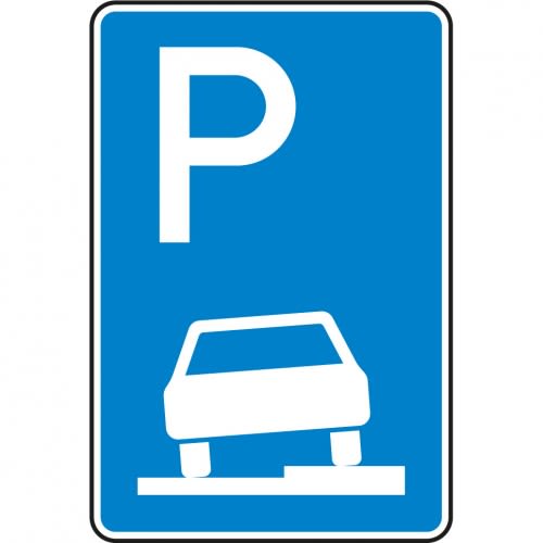 Parken halb auf Gehwegen - Verkehrsschild VZ 315-55