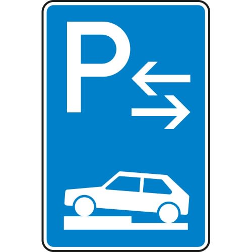 Parken halb auf Gehwegen (Mitte) - Verkehrsschild VZ 315-73