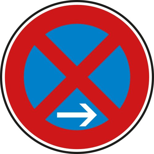 Absolutes Haltverbot Ende, Rechtsaufstellung - Verkehrsschild VZ 283-20