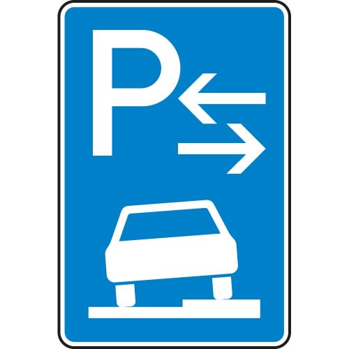 Parken halb auf Gehwegen (Mitte) - Verkehrsschild VZ 315-58