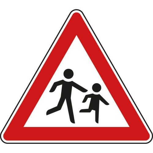 Kinder, Aufstellung links - Verkehrsschild VZ 136-20