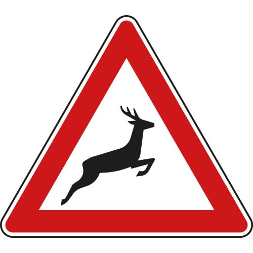 Wildwechsel, Aufstellung links - Verkehrsschild VZ 142-20