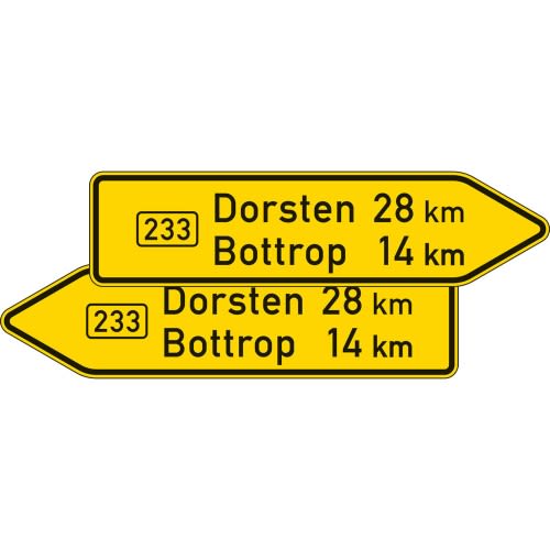 Pfeilwegweiser mit Wunschtext | auf Bundesstraßen, doppelseitig - Verkehrsschild VZ 415-40