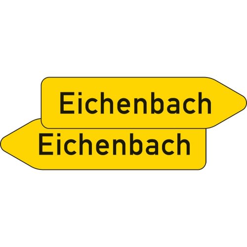 Pfeilwegweiser mit Wunschtext | auf sonstigen Straßen mit geringerer Verkehrsbedeutung, doppelseitig - Verkehrsschild VZ 419-40