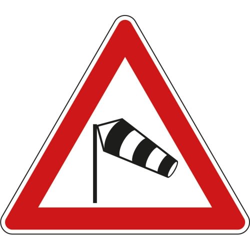Seitenwind von links - Verkehrsschild VZ 117-20