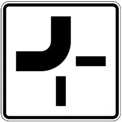 Verlauf der Vorfahrtstraße - Verkehrsschild VZ 1002-11