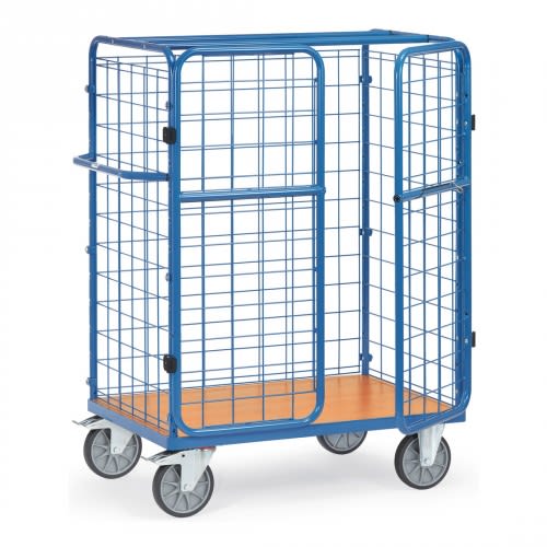 FETRA Paketwagen 8481-3 mit Drahtgitterwänden und Doppel-Flügeltür, Gesamthöhe 1500 mm - Tragkraft 600 kg