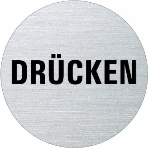 Textschild - Drücken (rund)