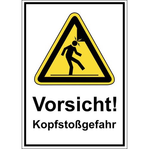 Kombischild Vorsicht! Kopfstoßgefahr Warnschilder mit Text und Piktogramm