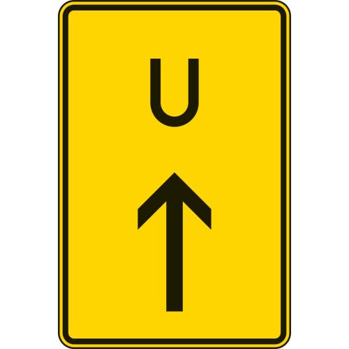 Ankündigung oder Fortsetzung der Umleitung, Vorankündigung geradeaus - Verkehrsschild VZ 455.1-30