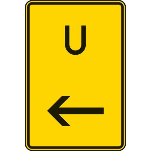 Ankündigung oder Fortsetzung der Umleitung, hier links - Verkehrsschild VZ 455.1-11