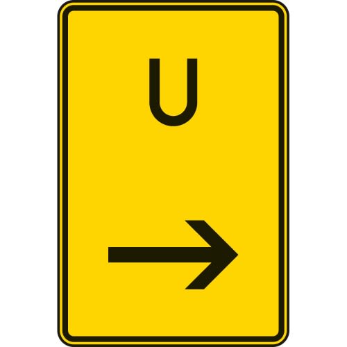 Ankündigung oder Fortsetzung der Umleitung, hier rechts - Verkehrsschild VZ 455.1-21