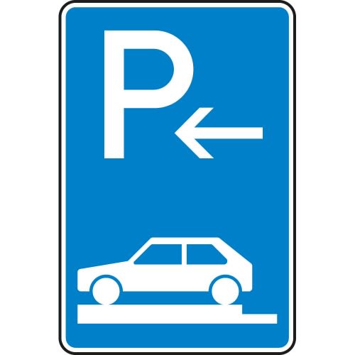 Parken auf Gehwegen ganz quer zur Fahrtrichtung links, Ende - Verkehrsschild VZ 315-82