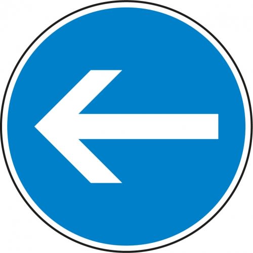 Vorgeschriebene Fahrtrichtung hier links - Verkehrsschild VZ 211-10
