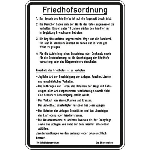 Friedhofsordnung mit Text nach Ihren Angaben