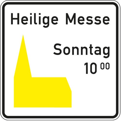 Kirchenschild - gelbes Piktogramm