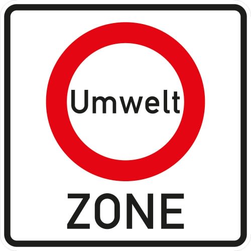 Beginn einer Verkehrsverbotszone zur Verminderung schädlicher Luftverunreinigungen in einer Zone (Umweltzone) - Verkehrsschild VZ 270.1