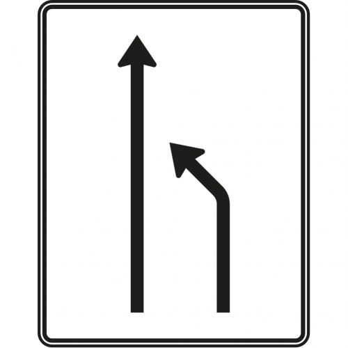 Einengungstafel ohne Gegenverkehr, Einzug rechts und noch 1 Fahrstreifen - Verkehrszeichen VZ 531-10