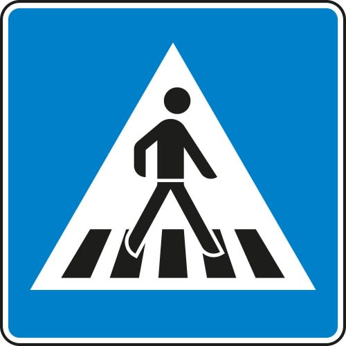 Fußgängerüberweg, Aufstellung links - Verkehrsschild VZ 350-20