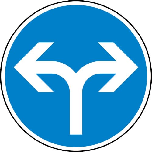 Vorgeschriebene Fahrtrichtung links oder rechts - Verkehrsschild VZ 214-30