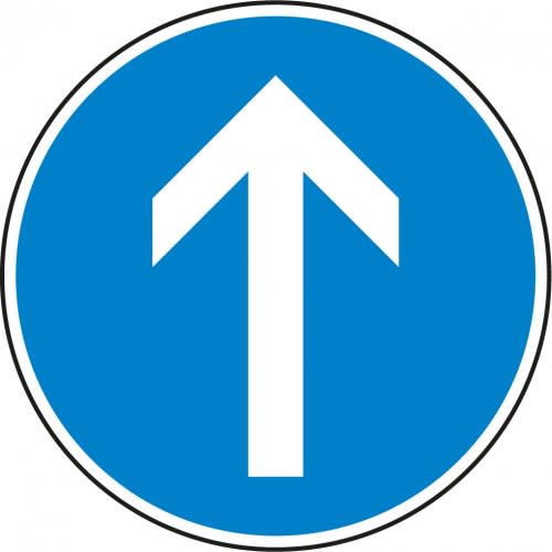 Vorgeschriebene Fahrtrichtung geradeaus - Verkehrsschild VZ 209-30