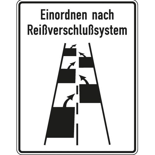 Hinweistafel Einordnen nach Reißverschlußsystem - Variante 2