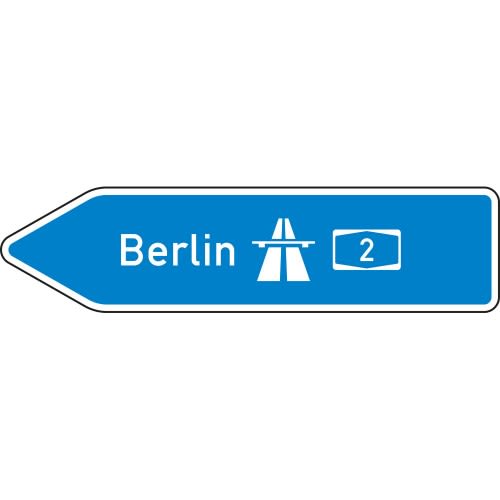 Pfeilwegweiser mit Wunschtext | zur Autobahn, linksweisend - Verkehrsschild VZ 430-10