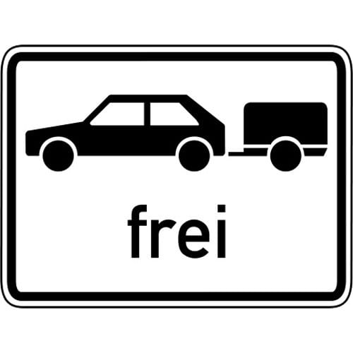 Personenkraftwagen mit Anhänger frei - Verkehrsschild VZ 1024-11