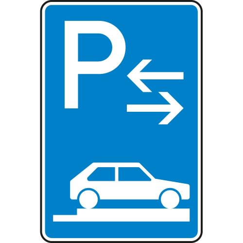 Parken ganz auf Gehwegen (Mitte) - Verkehrsschild VZ 315-88