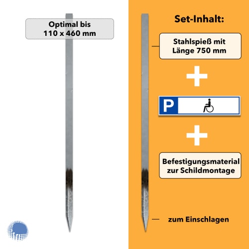 Parkplatzreservierer-Set 'Behindertenparkplatz, gedruckt, mit Erdspieß