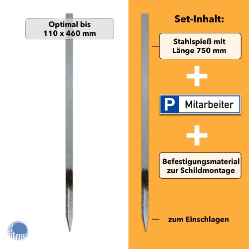 Parkplatzreservierer-Set 'Mitarbeiter', gedruckt, mit Erdspieß