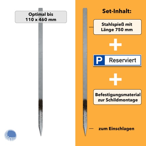 Parkplatzreservierer-Set 'Reserviert', gedruckt, mit Erdspieß